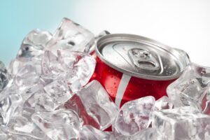 image of a red soda in can